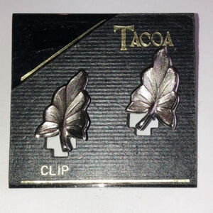 Tacoa Vintage New Silver Tone Leaf Clip On Earrings